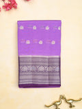 Green mango fancy saree lavender color allover zari motifs & zari border with contrast pallu and contrast blouse