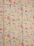 Dupion fancy saree beige color allover stripes & printed border with printed pallu and printed blouse