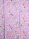 Dupion fancy saree purple color allover stripes & printed border with printed pallu and printed blouse