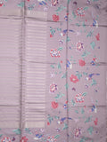 Dupion fancy saree light purple color allover stripes & printed border with printed pallu and printed blouse