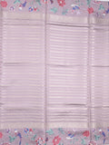 Dupion fancy saree light purple color allover stripes & printed border with printed pallu and printed blouse