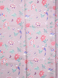 Dupion fancy saree light purple color allover stripes & printed border with printed pallu and printed blouse