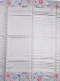 Dupion fancy saree grey color allover stripes & printed border with printed pallu and printed blouse