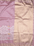 Organza crush fancy saree purple color allover plain & zari border with zari pallu and plain blouse
