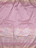 Organza crush fancy saree purple color allover plain & zari border with zari pallu and plain blouse