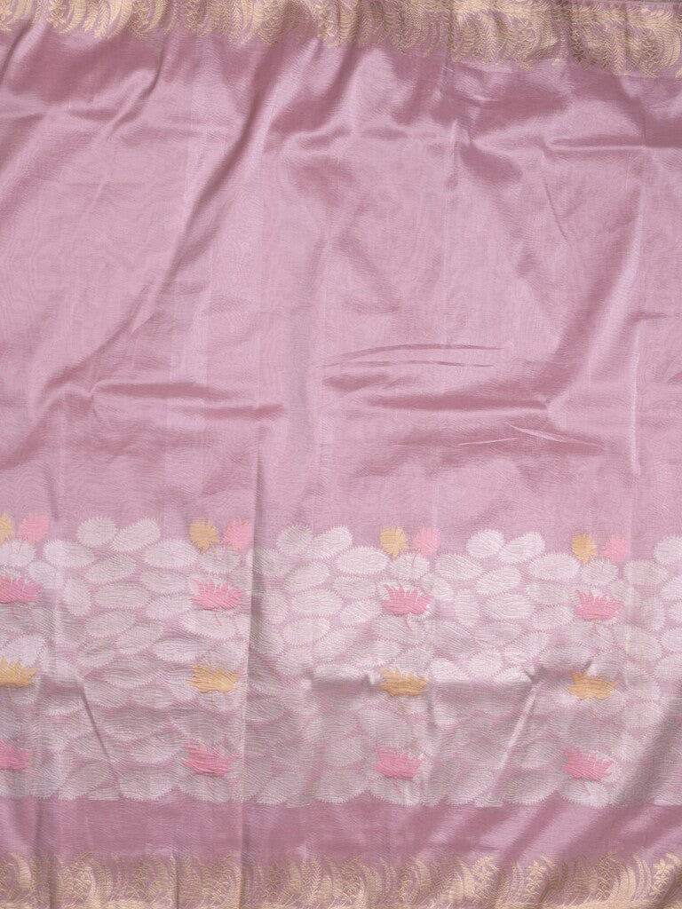 Organza crush fancy saree purple color allover plain & zari border with zari pallu and plain blouse