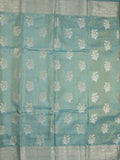 Kora tissue fancy saree light blue color allover zari motifs & zari border with brocade pallu and brocade blouse