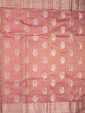 Kora tissue fancy saree baby pink color allover zari motifs & zari border with brocade pallu and brocade blouse