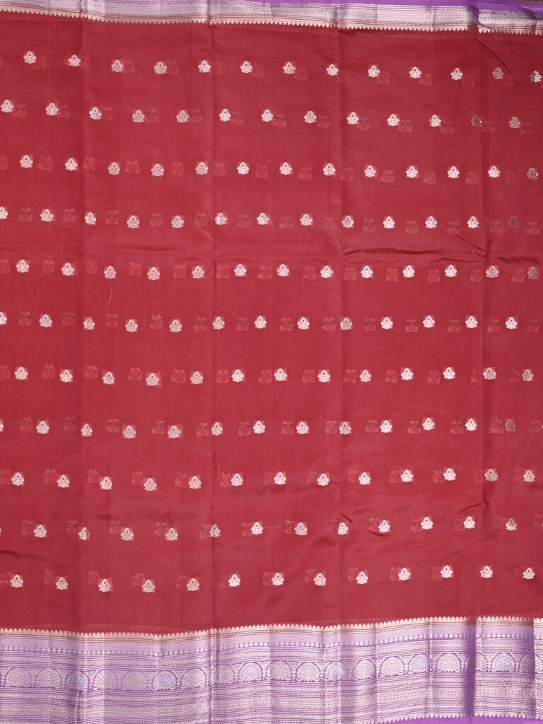 Green mango fancy saree red color allover zari motifs & zari border with contrast pallu and contrast blouse