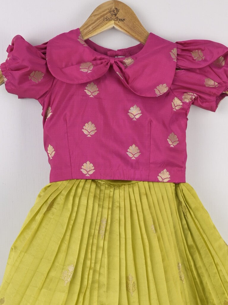 Premium Mango Silk Lehenga Choli Set for Girls 3-4 years