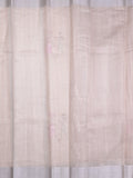 Chanderi tissue fancy saree light peach color allover embroidery & zari border with short pallu and plain blouse