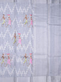 Chanderi tissue fancy saree pastel blue color allover embroidery & zari border with short pallu and plain blouse