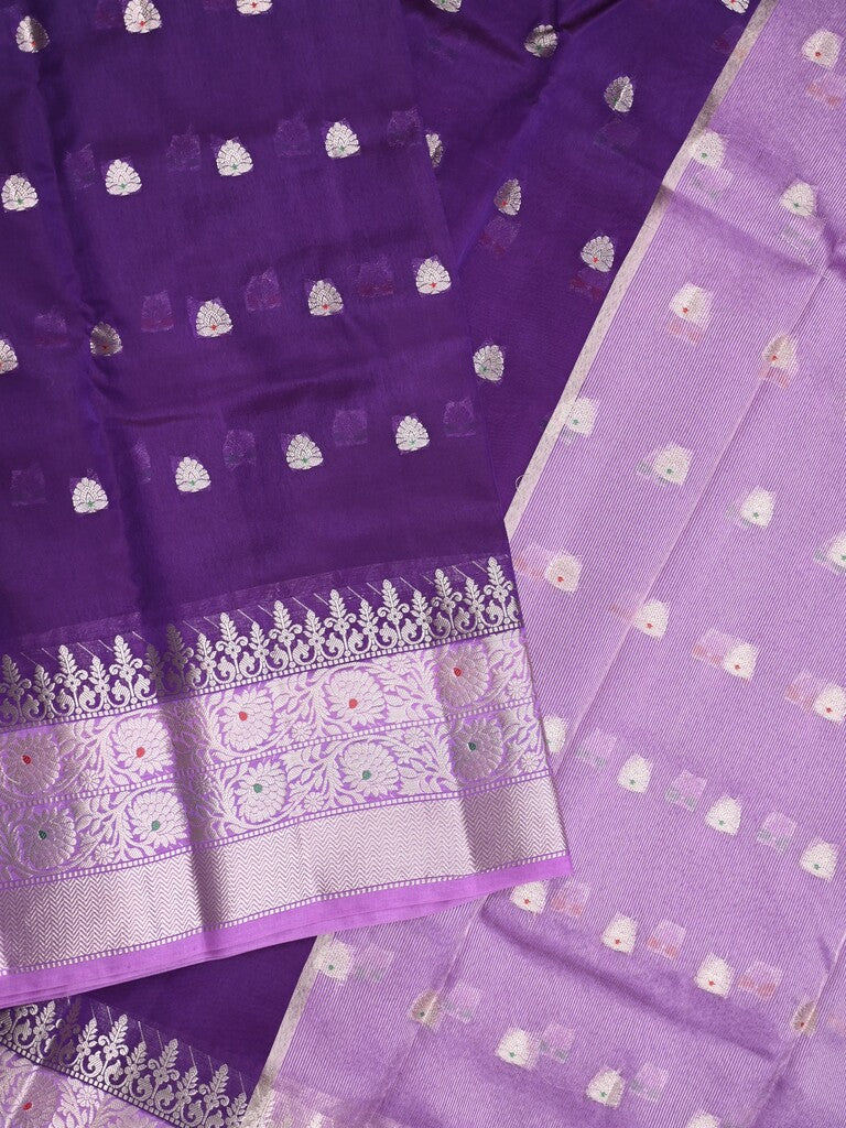Green mango fancy saree dark blue color allover zari motifs & zari border with contrast pallu and contrast blouse