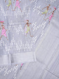 Chanderi tissue fancy saree pastel blue color allover embroidery & zari border with short pallu and plain blouse