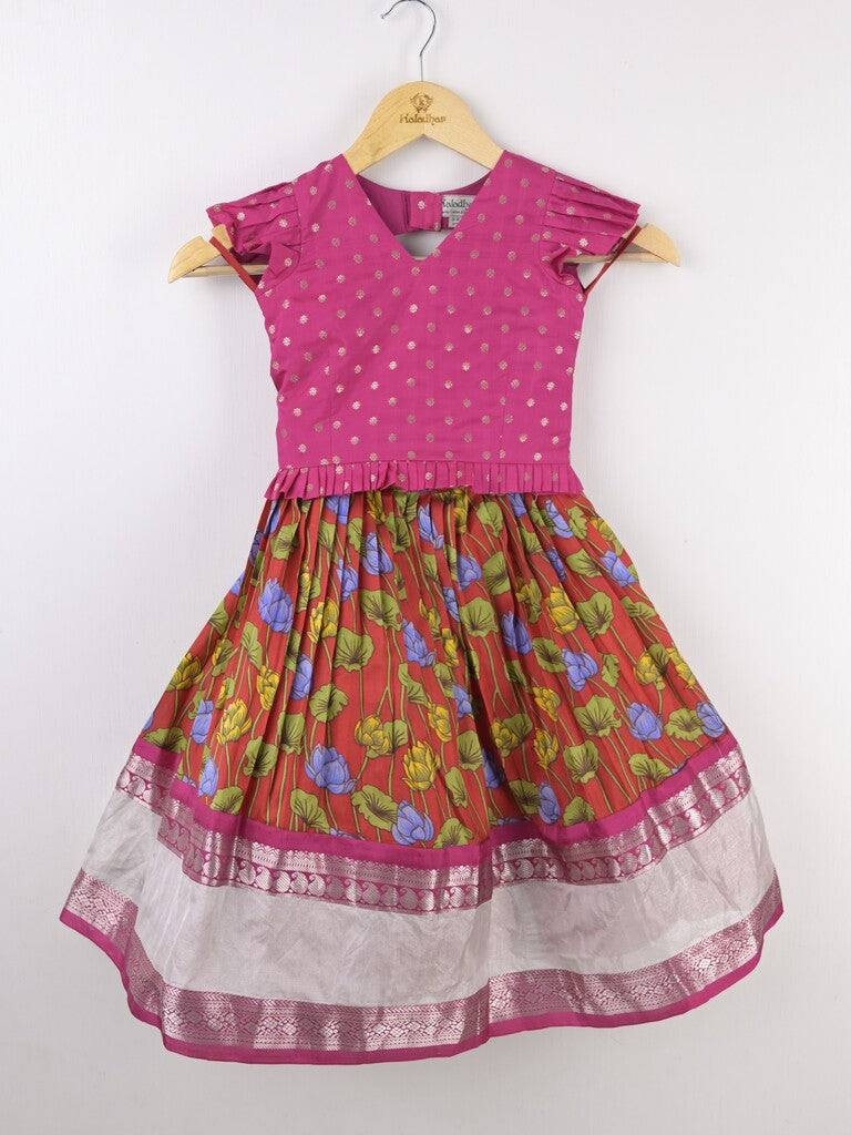 Kalamkari pattu lehenga set for kids 3-4 years