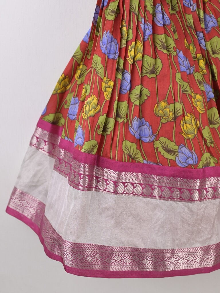Kalamkari pattu lehenga set for kids 3-4 years