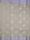 Chanderi fancy saree light grey color allover zari motifs & zari border with short pallu and attached blouse