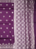 Dupion fancy saree wine color allover zari butis & zari border with zari pallu and contrast blouse