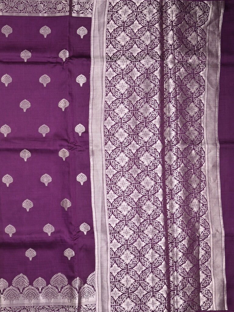 Dupion fancy saree wine color allover zari butis & zari border with zari pallu and contrast blouse