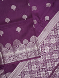 Dupion fancy saree wine color allover zari butis & zari border with zari pallu and contrast blouse