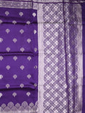 Dupion fancy saree ink blue color allover zari butis & zari border with zari pallu and contrast blouse