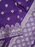 Dupion fancy saree ink blue color allover zari butis & zari border with zari pallu and contrast blouse