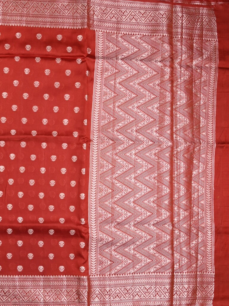 Dupion fancy saree red color allover zari butis & zari border with zari pallu and contrast blouse