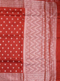 Dupion fancy saree red color allover zari butis & zari border with zari pallu and contrast blouse