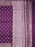 Dupion fancy saree violet color allover zari butis & zari border with zari pallu and contrast blouse