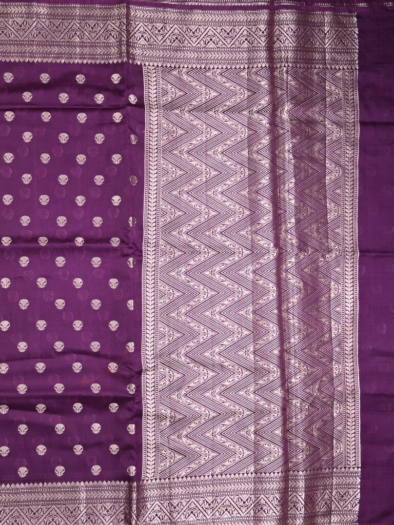 Dupion fancy saree violet color allover zari butis & zari border with zari pallu and contrast blouse