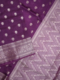 Dupion fancy saree violet color allover zari butis & zari border with zari pallu and contrast blouse