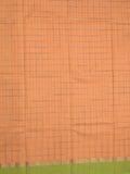 Village cotton saree peach color allover checks & kaddi border with contrast pallu and contrast blouse