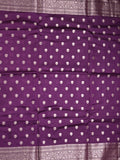 Dupion fancy saree violet color allover zari butis & zari border with zari pallu and contrast blouse