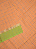 Village cotton saree peach color allover checks & kaddi border with contrast pallu and contrast blouse