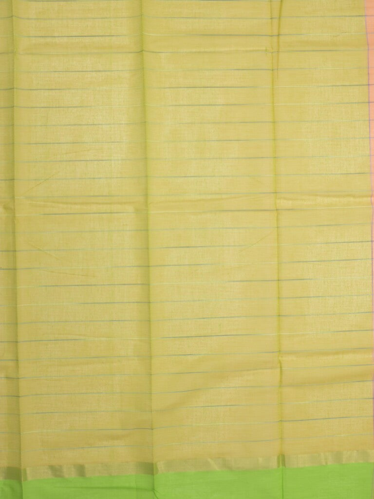 Village cotton saree peach color allover checks & kaddi border with contrast pallu and contrast blouse