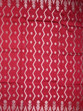 Dupion fancy saree cherry red color allover zari weaves & zari border with zari pallu and contrast blouse