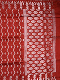 Dupion fancy saree red color allover zari weaves & zari border with zari pallu and contrast blouse