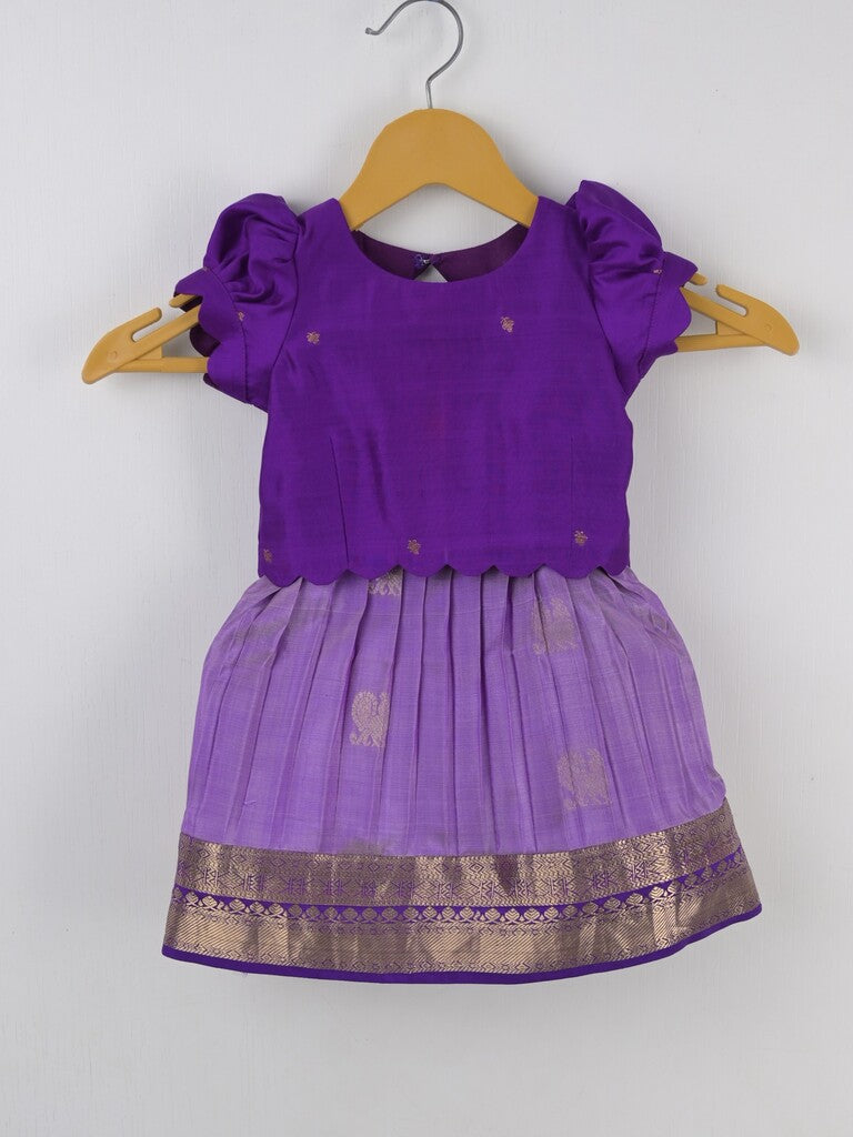 Traditional Kanchi Pattu Lehenga Set for Girls 0-1 year