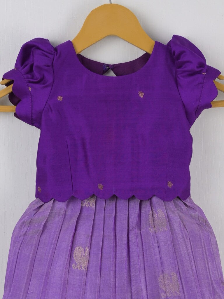 Traditional Kanchi Pattu Lehenga Set for Girls 0-1 year