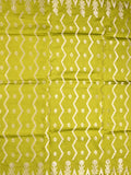Dupion fancy saree parrot green color allover zari weaves & zari border with zari pallu and contrast blouse
