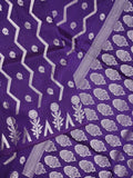 Dupion fancy saree dark blue color allover zari weaves & zari border with zari pallu and contrast blouse