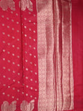 Green mango fancy saree dark pink color allover zari motifs & zari border with brocade pallu and contrast blouse