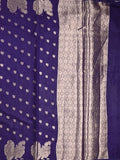 Green mango fancy saree navy blue color allover zari motifs & zari border with brocade pallu and contrast blouse