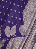 Green mango fancy saree navy blue color allover zari motifs & zari border with brocade pallu and contrast blouse