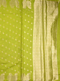 Green mango fancy saree parrot green color allover zari motifs & zari border with brocade pallu and contrast blouse