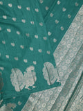 Green mango fancy saree rama green color allover zari motifs & zari border with brocade pallu and contrast blouse