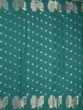 Green mango fancy saree rama green color allover zari motifs & zari border with brocade pallu and contrast blouse