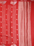 Green mango fancy saree red color allover zari motifs & zari border with brocade pallu and contrast blouse
