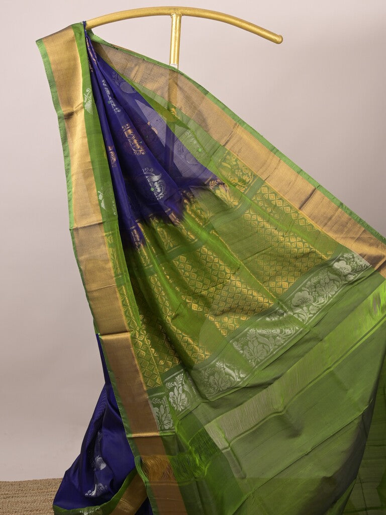 Uppada pattu saree for women | Royal blue | allover zari motifs | party wear