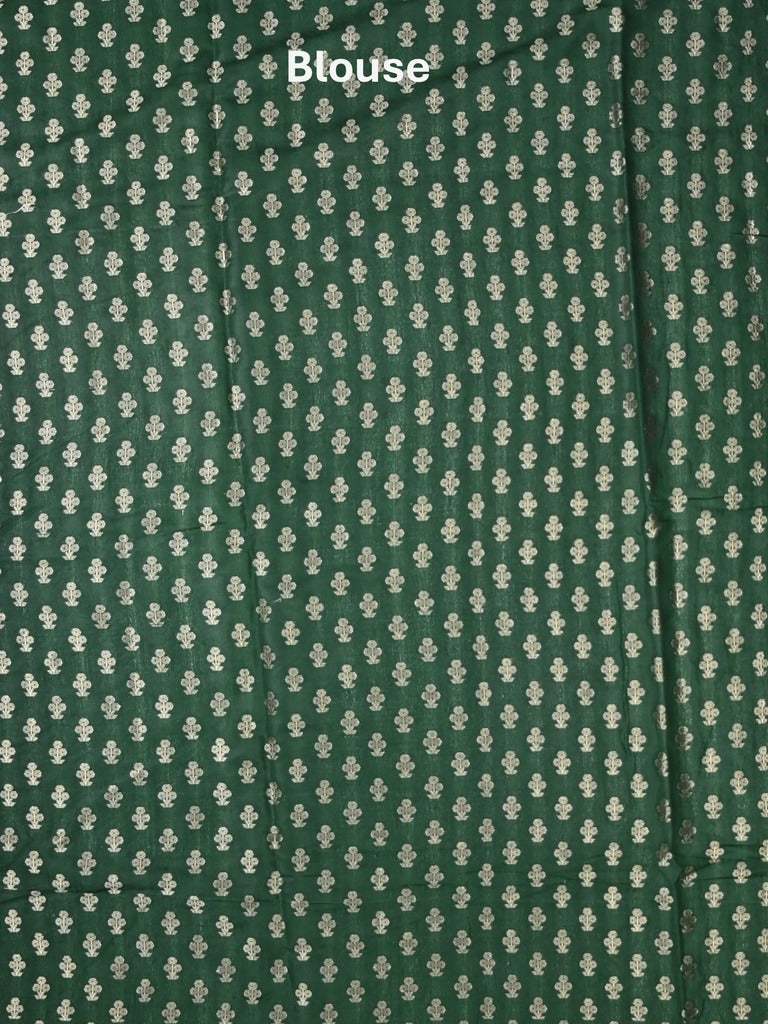 Green mango fancy saree red color allover zari motifs & zari border with brocade pallu and contrast blouse